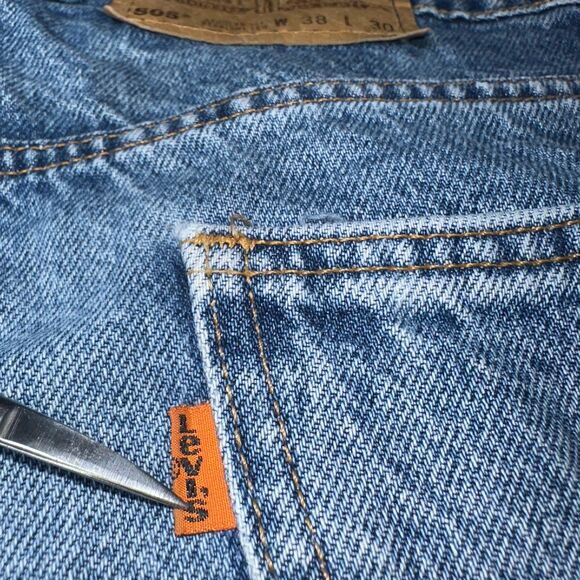Levi's 505 VTG Orange Tab Jeans 38x30 actual 36x30 Regular Fit Straight Leg - Picture 5 of 9